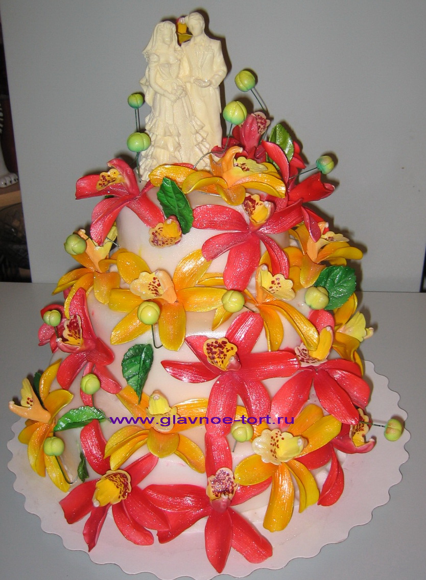 Оформление Свадебного торта с орхидеями